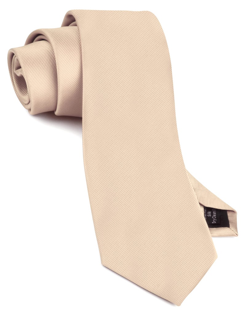 GUSLESON Brand Champagne Ties for Men Adult Necktie Men's Solid Silk Tie (0791-10) - Image 1